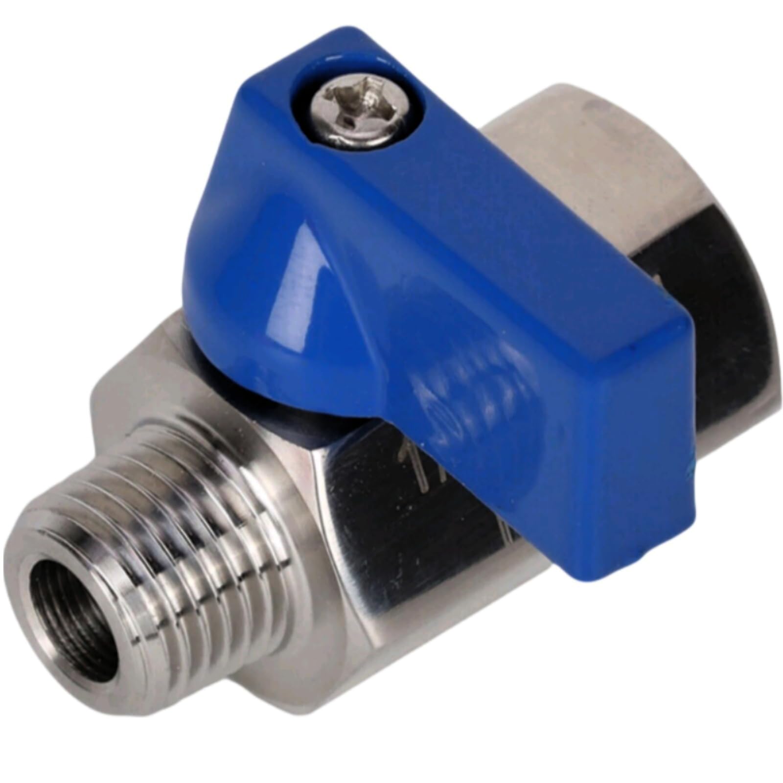Paquet de 2 mini robinets à bille, vanne d'arrêt à filetage NPT mâle à femelle, acier inoxydable 304(1/8 Inch)