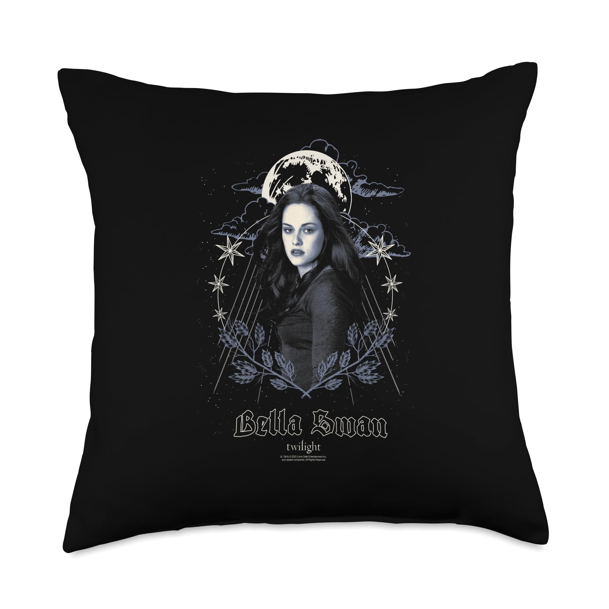 Twilight Bella Swan Moon and Stars Illustration Quote Movie Throw Pillow