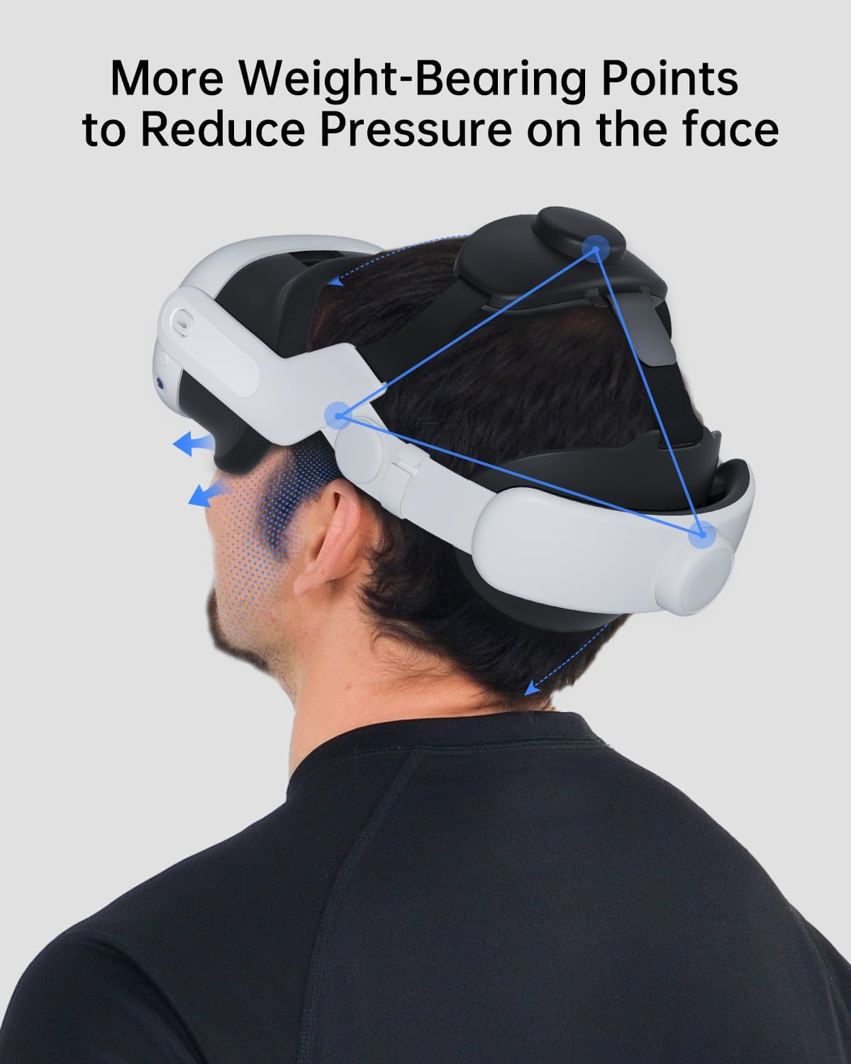 ZYBER - Correa universal para la cabeza para Meta Quest 3S/3, cómoda y ajustable, adecuada para todas las formas de cabeza, ideal para juegos, películas y fitness