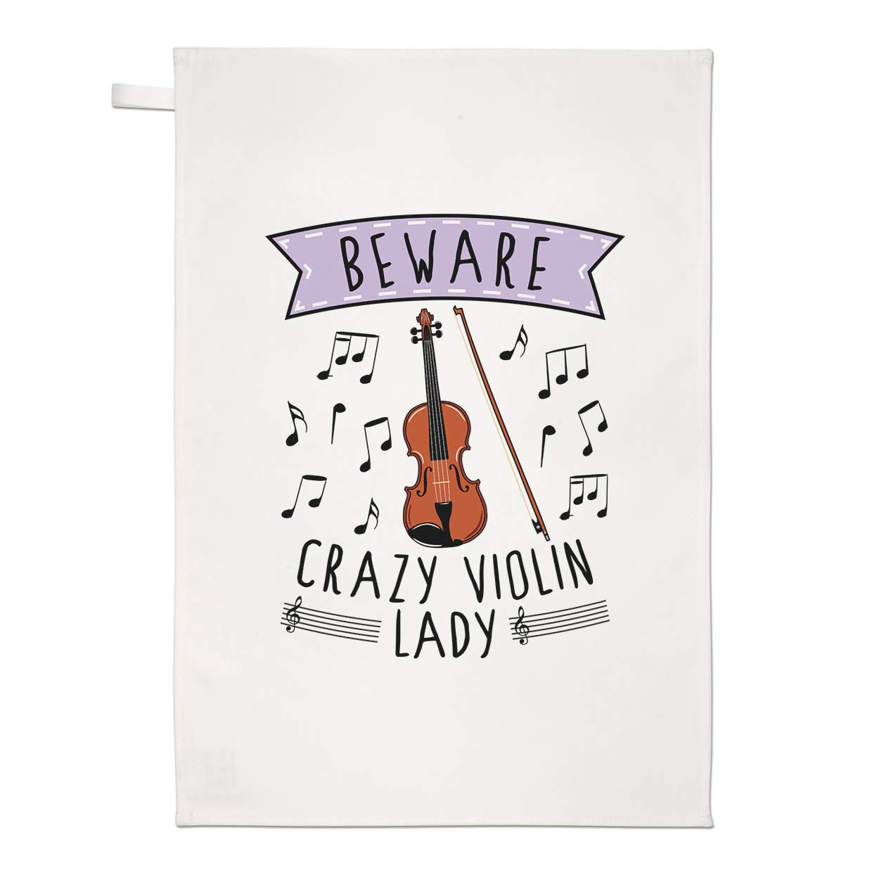 Beware Crazy Violin Lady Tea Towel Dish Cloth