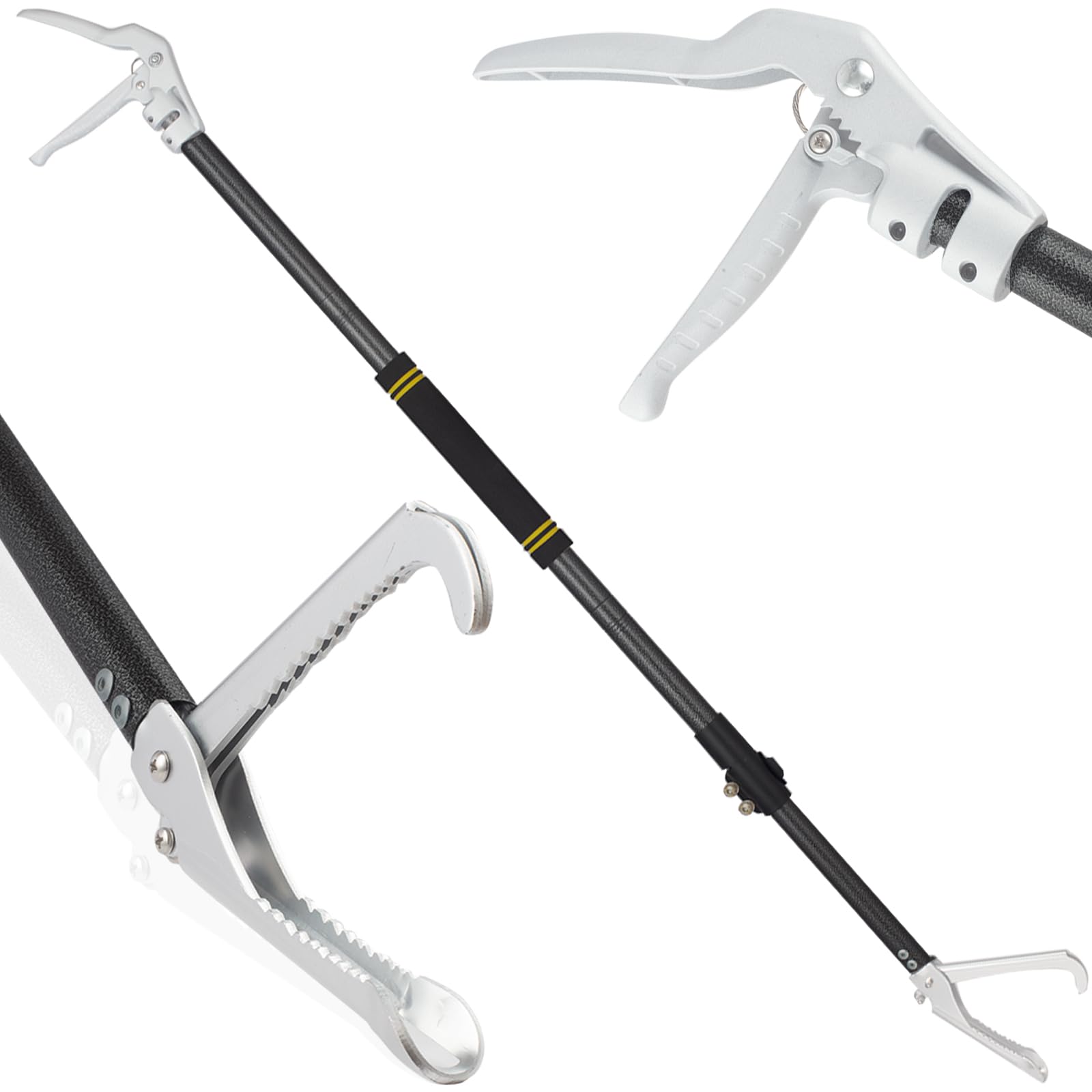 Snake Tongs Heavy Duty, 55" Snake Catcher Grabber for Rattlesnake Professional Safe Handling Snake Long Reach Grabber Wide Jaw Handling Tool with Lock Non Slip Foam Handle Sturdy Metal Tubes