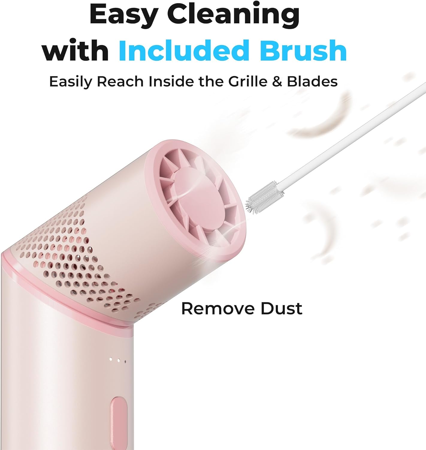 COMLIFE Portable Handheld Turbo Fan with Rotatable Head, 22H Run Time, 14000RPM High Speed Motor, 3 Speeds & Metal Tube Body, Mini Yet Powerful Pocket Rechargeable for Travel Outdoor Beach-Pink - Image 7