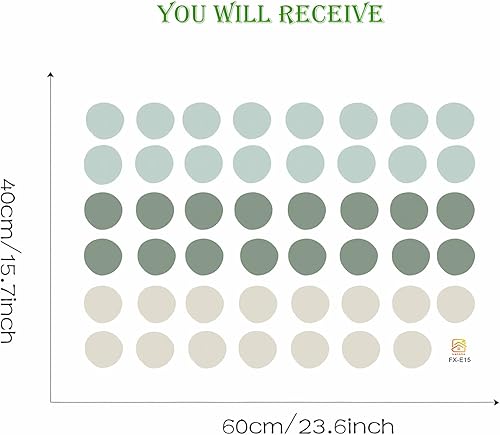 Miniatura 5 de sacinora - Calcomanías de pared de lunares color gris verde claro, marrón claro, calcomanías de pared circulares extraíbles de vinilo extraíble para