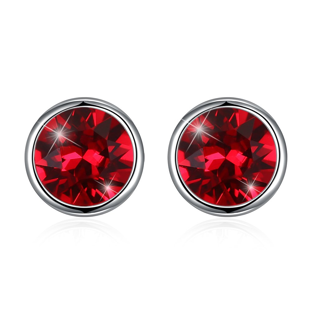 Hasnsofie Silber Ohrstecker 925 Ohrringe, 925 Sterling Silber 8mm Rund Klein Ohrstecker Ohrringe, Unisex Silber Ohrringe für Damen Herren Schwarz/Lila/Aurore Boreale/Blau/Rot/Weiß/Grün