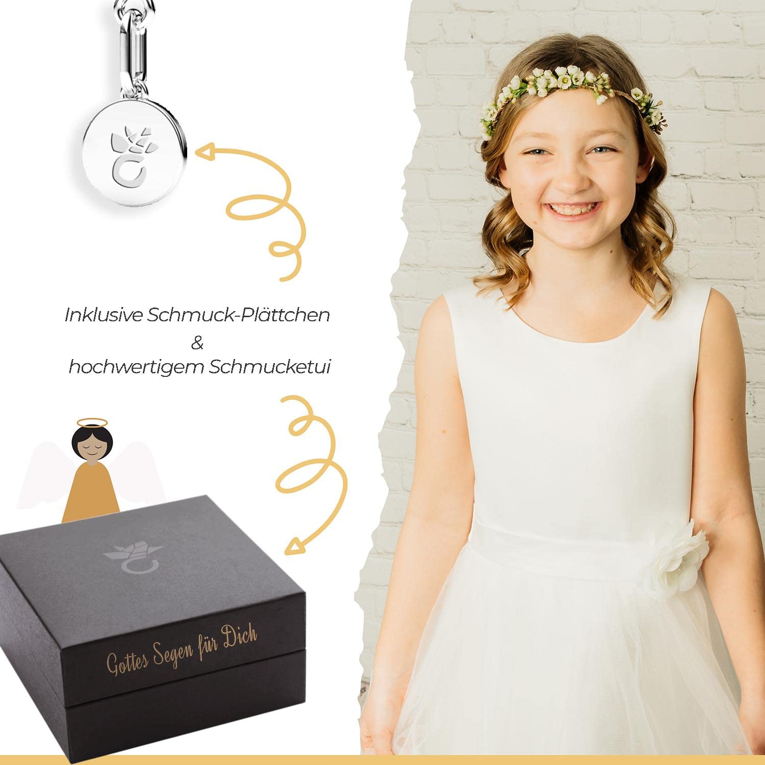 Srebrny krzyż z łańcuszkiem łańcuszek na chrzest + luksusowe etui krzyżyk łańcuszek wisiorek srebro 925 prezent na chrzest biżuteria dla chłopców dziewczynek, kobiet, mężczyzn biżuteria religijna łańcuszki chrześcijańskie FF05-2 SS92545