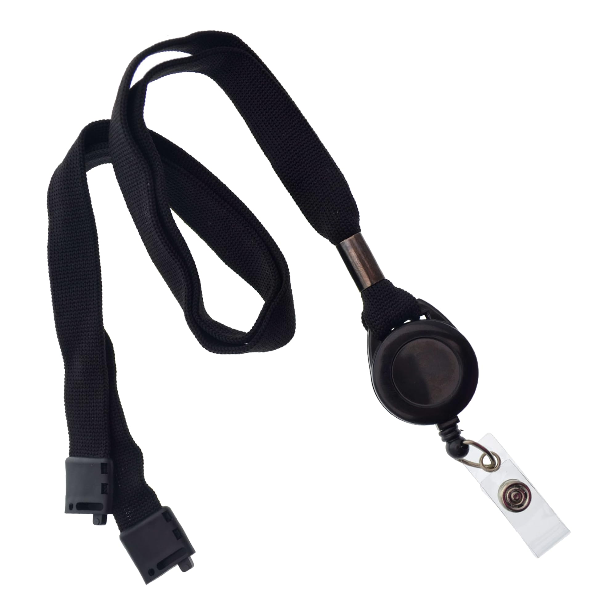 Specialist ID 2 Pack - Comfort Black Breakaway Lanyard & Retractable Badge Reel Combo - Stretchy Neck Strap with Retracting Reel Cord for Office