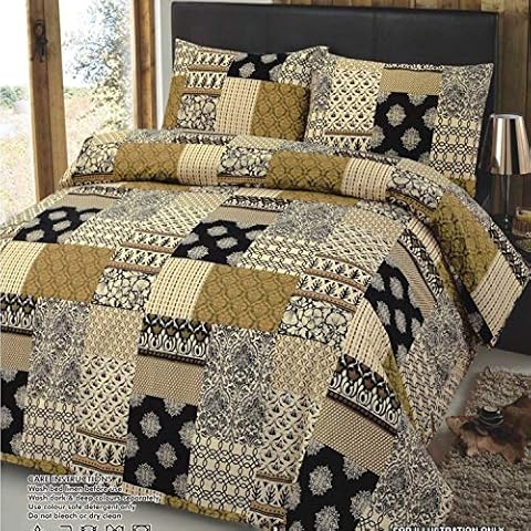 HASSTEX Premium Quality 100% Egyptian Cotton Duvet Quilt Cover Abstract Designs Luxury Bedding Set (Ebony-SuperKing) Cover