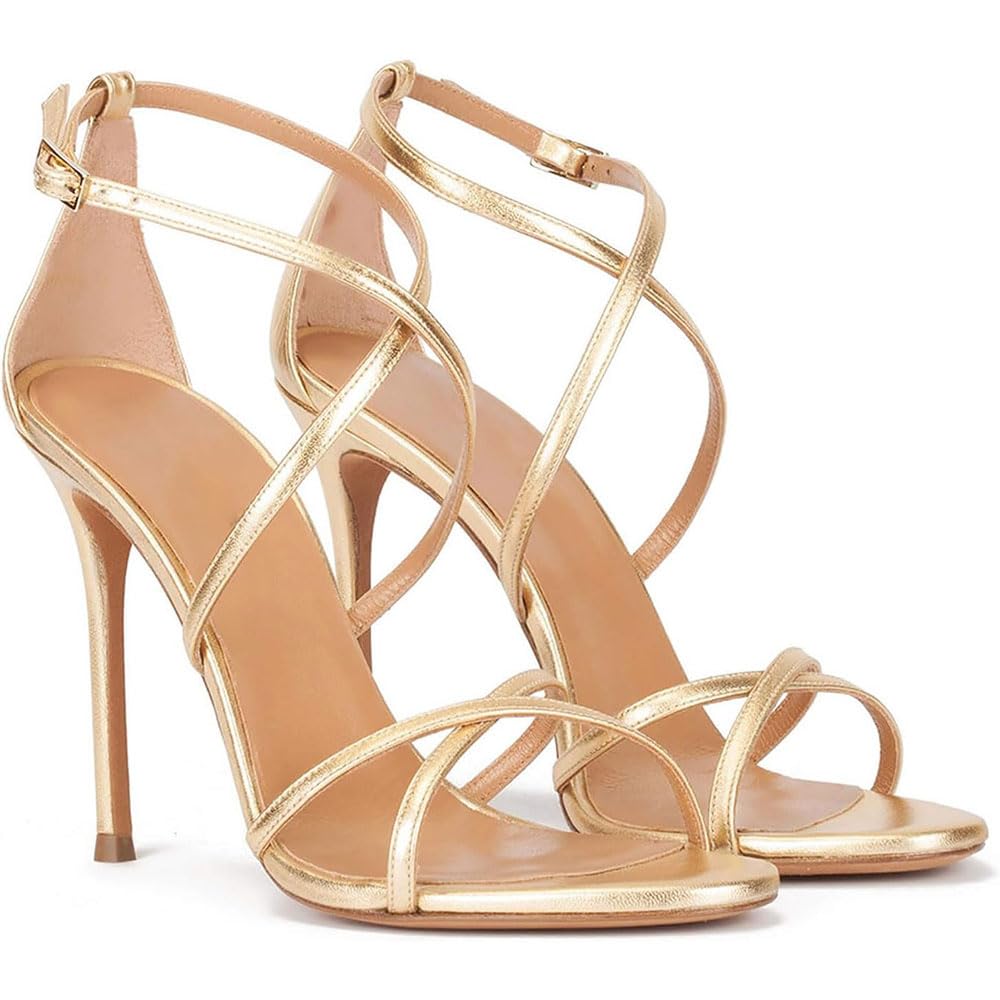 Hyfzxwx Women's D High Heels Sexy Stiletto Cross Sandals With Ankle Strap An Open Toe Party Wedding Shoes 10 Cm /D/41Eu