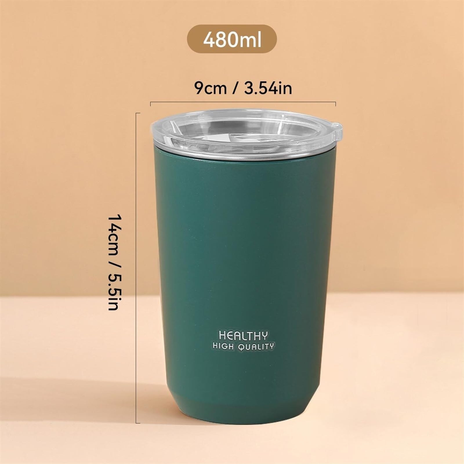Kaffeebecher 1 Stück Kaffeetasse, auslaufsicher, rutschfest, Vakuum-Reisebecher, doppelwandige Edelstahl-Wasserflasche Kaffeetasse (Color : Green)