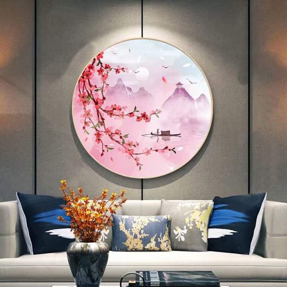 Instarry DIY 5D Diamond Painting Kits for Adults Large Size Full Drill Peach Blossom Round Rhinestones Embroidery Wall Decor for Bedroom Living Room 19.7x19.7 inch
