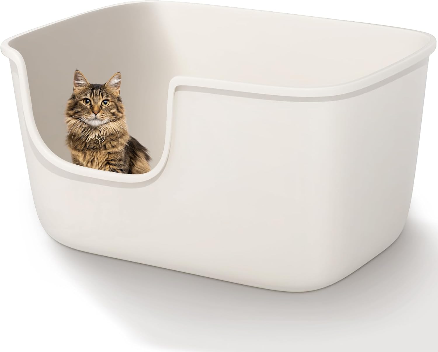 Vealind Large High Sided Cat Litter Box for Indoor Cats 22.2"×14.9"×12" Tall Litter Boxes with High Back Deep Wall XL Kitty Litter Boxes (Grey)