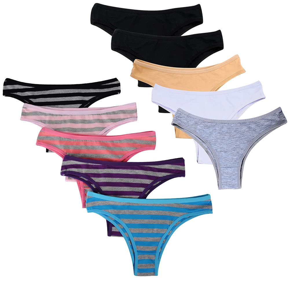 Buy Nightaste Women's 10Pack Cotton Tanga Panties Half Back Coverage Bikini Briefs Underwear