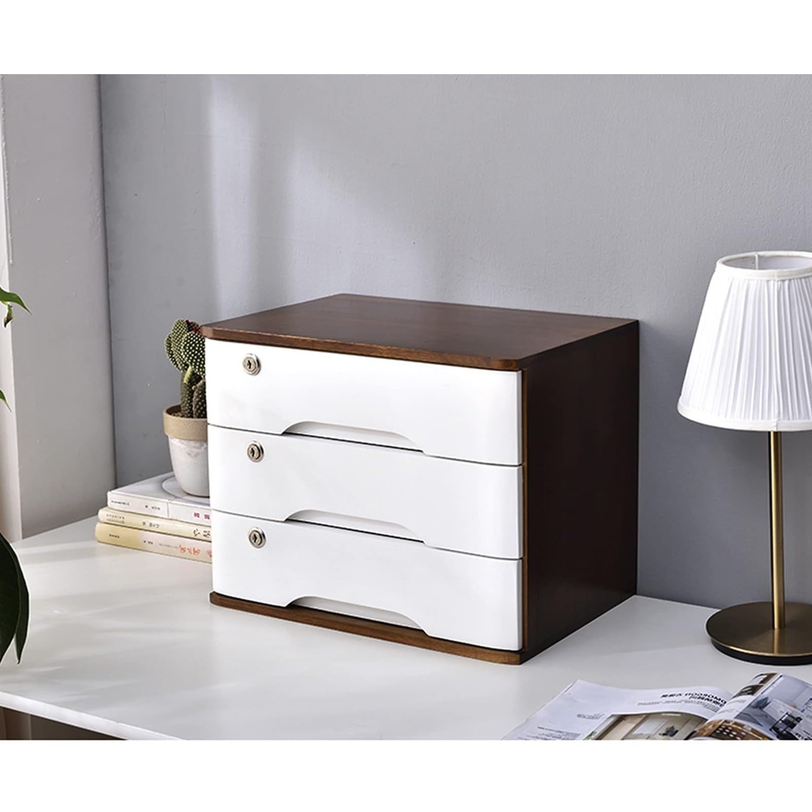 SnamicE Stylish Desk Storage Box With Drawers,Home Office File Cabinet,40 X 28 X 31 Cm,Multifunctional,Space-Saving Desktop Solution For Efficient Workspace,