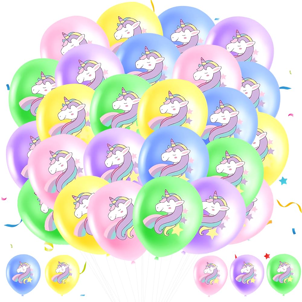 Unicorn Latex Balloons, Unicorn birthday Becorations, Unicorn, Princess Party Decoration, 5 Styles Of Birthday Party Balloon, 30 PCS Girl-Themed Balloons and Party Supplies