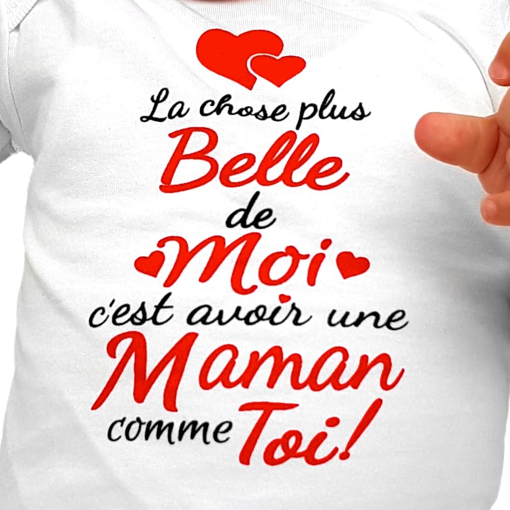 Corredino Neonato body nouveau né avec phrase La chose plus belle de moi c’est avoir une maman comme toi en coton manche courte - idée cadeau naissance - fête des mères - date d’anniversaire