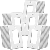 CML 50-Pack Decorator Wall Plates - Impact-Resistant 1-Gang Outlet & Switch Covers, UL Listed Gloss White, Standard Size for Contractors