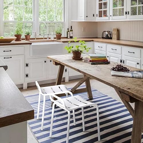 Miniatura 7 de Juego de 2 modernas sillas de patio de 21 pulgadas de altura de metal para cocina, comedor con respaldo bajo para exteriores e interiores, sillas