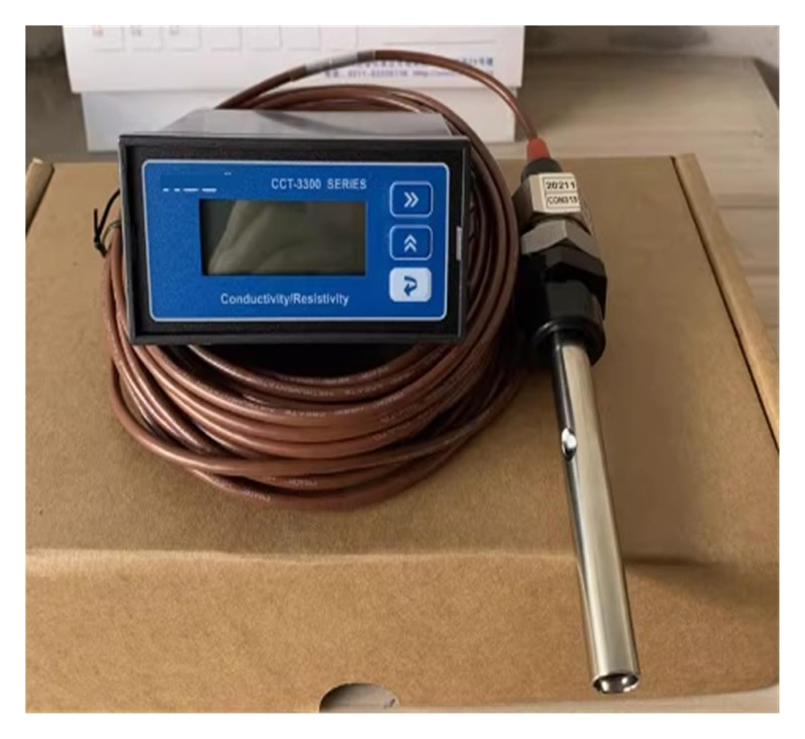 Controlador analizador en línea de conductividad/resistividad CCT-3320 con electrodos metálicos CON3131-13 10M 0-18,25MΩ 0,01