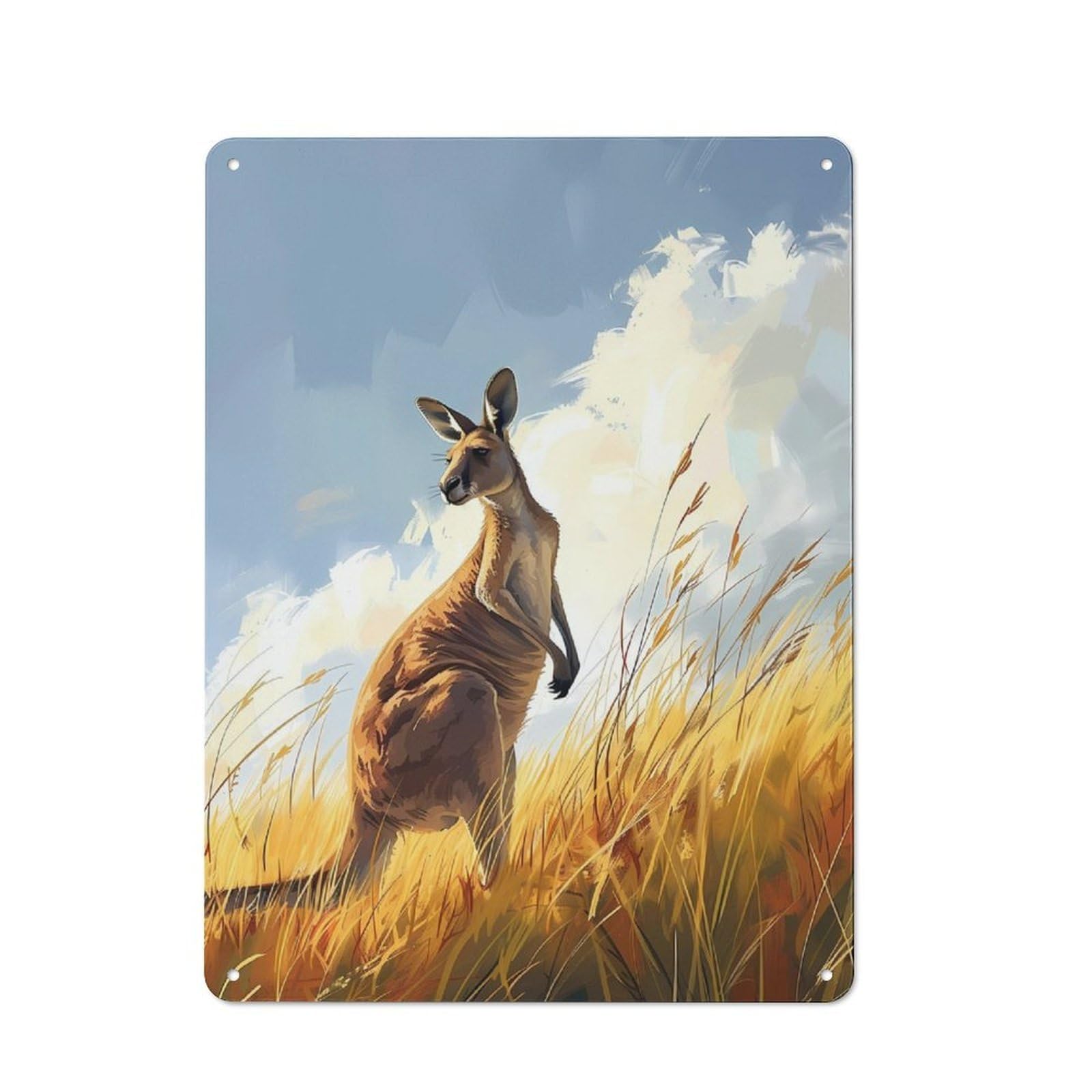 Junmoney Graceful Kangaroo Rustic Tin Wall Plaque 40X30cm For Home Bar Wall, For Vintage Wall Decor Fans, For Living Room And Hallway Decor