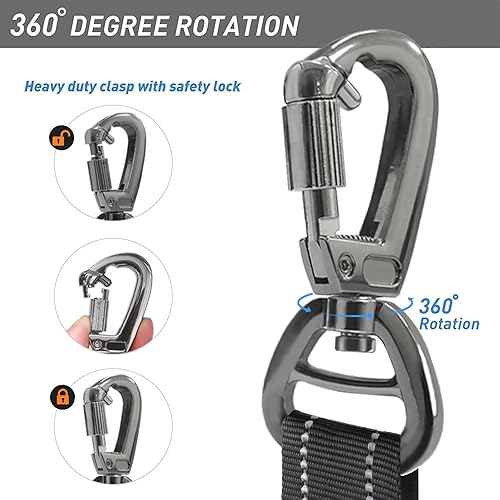 Miniatura 8 de Hotsky Correa táctica para perro resistente para perros medianos y grandes que tiran, 4-6 pies, resistente correa elástica para perro que absorbe