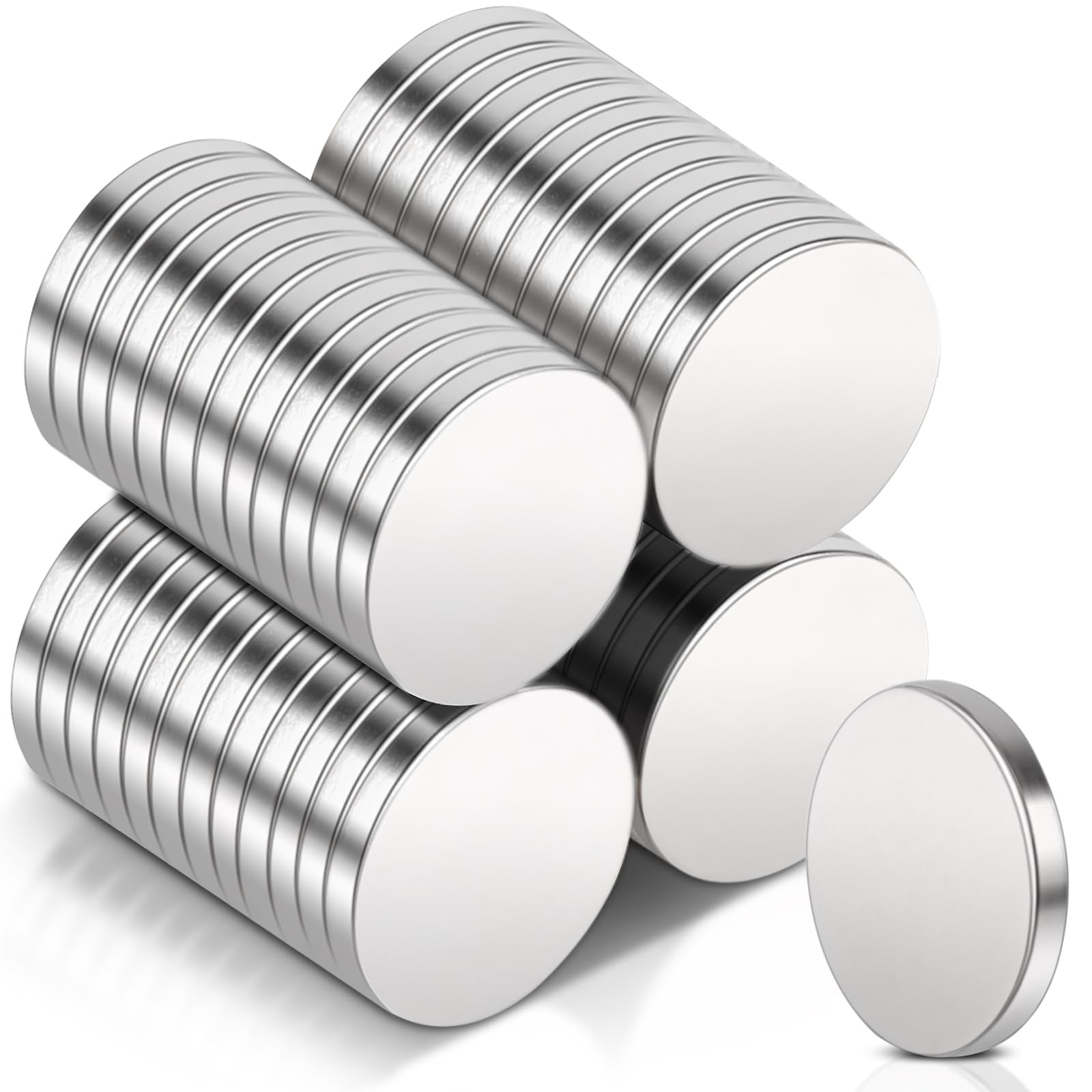 50pcs 8x1mm Neodymium Magnets - Mini Round Magnets - Strong Refrigerator & Whiteboard Magnets - Silver