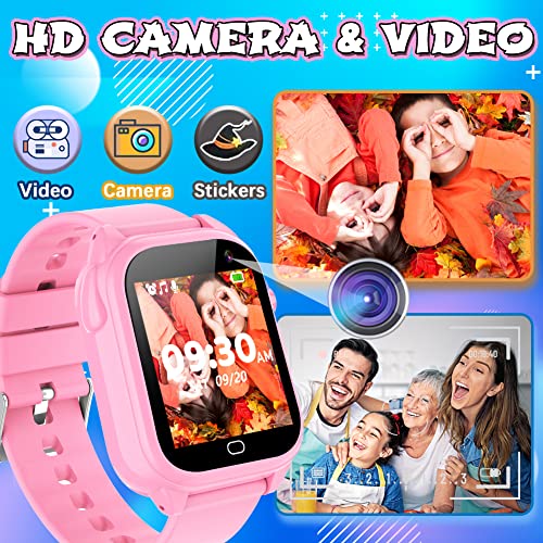 Kids Waterproof Smart Watch With 26 Game Hd Camera 1.44'' Touchscreen Pedometer Video Music Player Alarm Clock Calculator Learning Toys For Girls Boys 3-12 Years Old (Pink) #TOP5