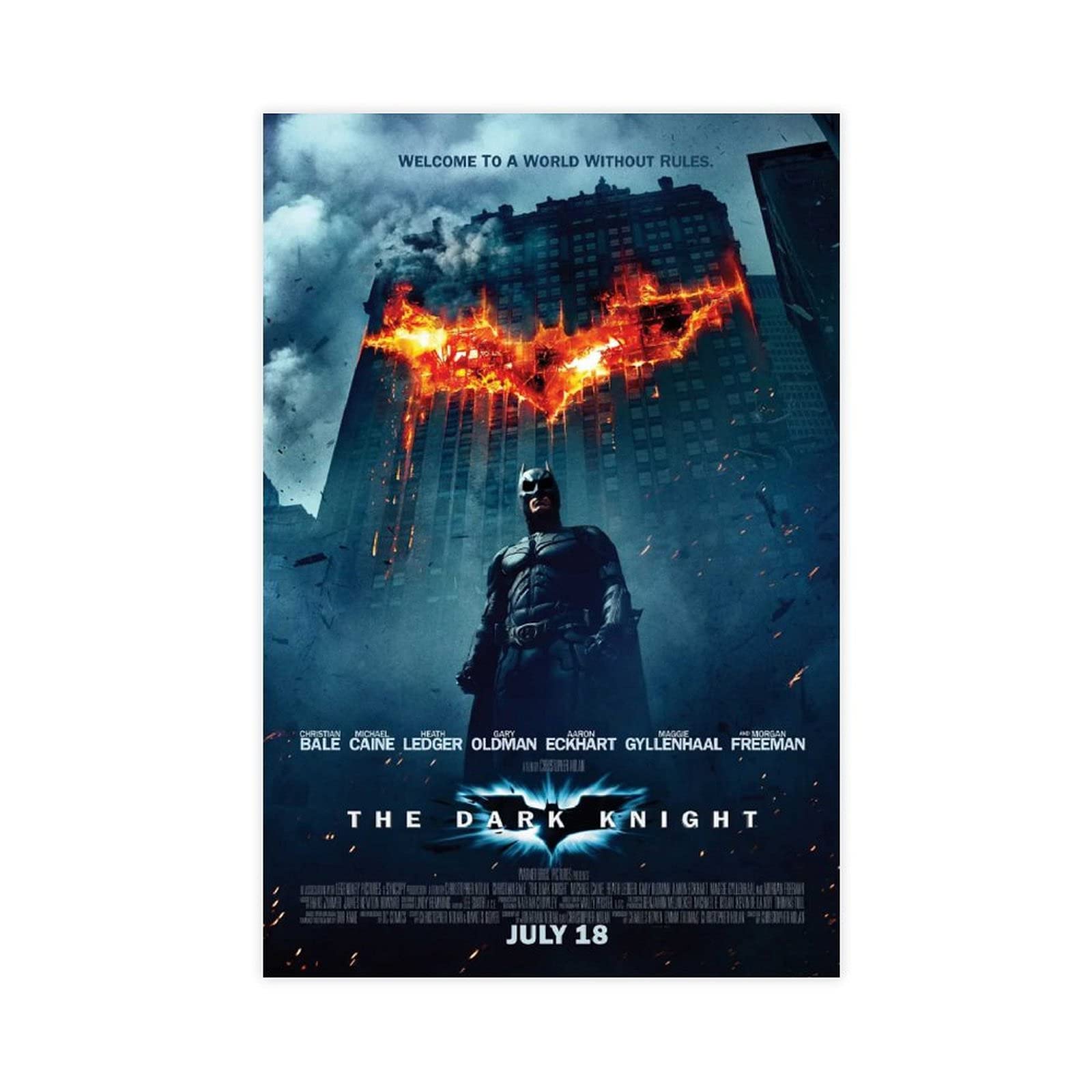 JINGXIU Movie The Dark Knight Canvas Poster Bedroom Decor Sports Landscape Office Room Decor Gift 12×18inch(30×45cm) Unframe:1
