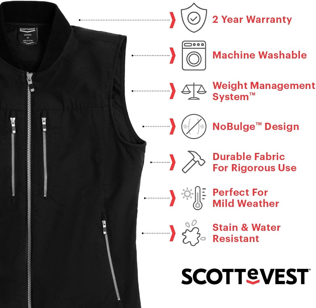 SCOTTeVEST 101 Travel Vest for Women 9 Hidden Pockets Breathable