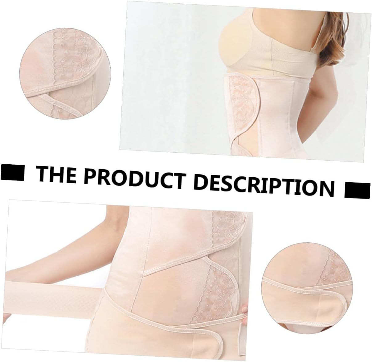 GLEAVI Postnatal Body Shaping Belt and Pelvis Support Waist Trainer Lace Belly Corset for Women M Size Postpartum Beige