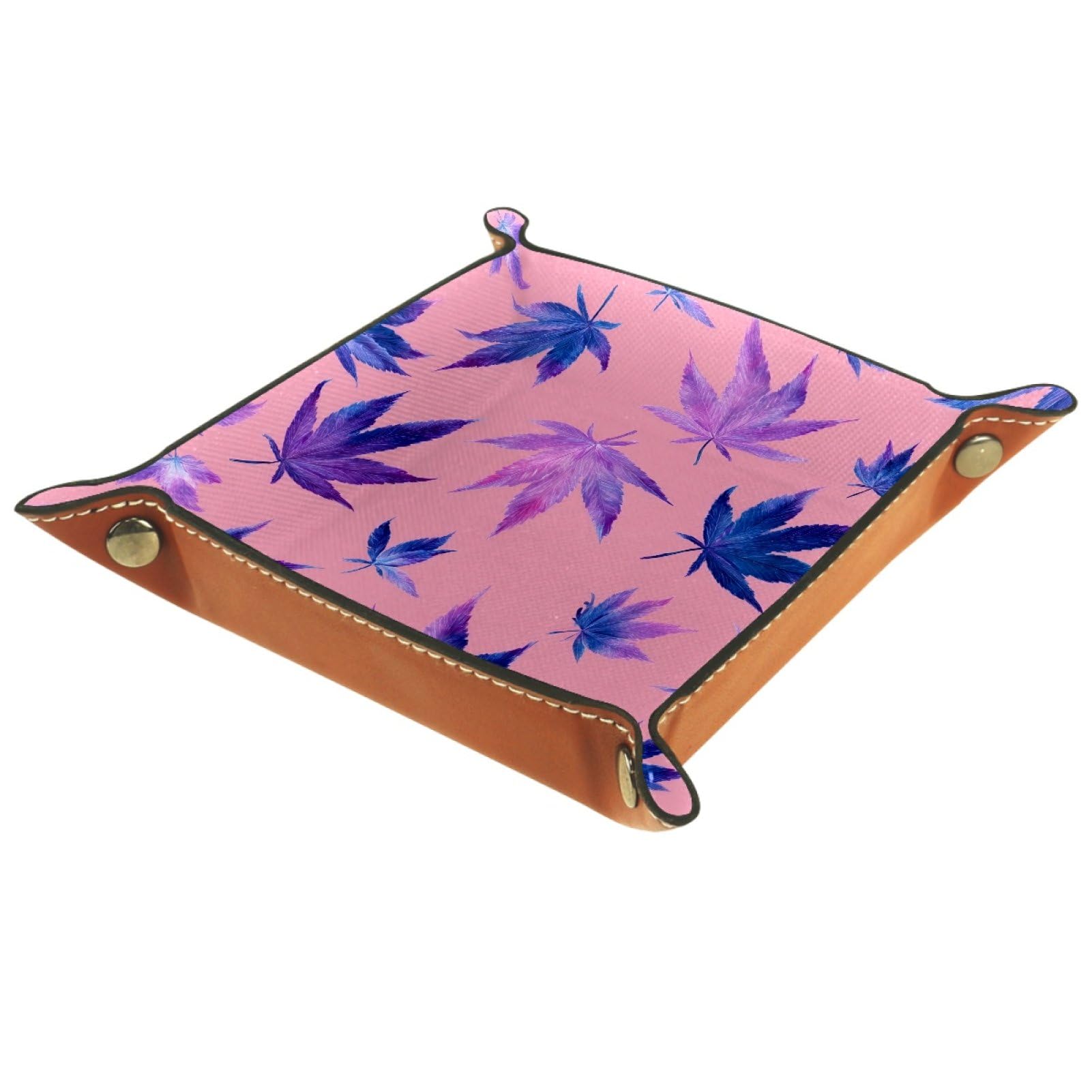 VAPOKF Maple Leaf Dice Trays Quadrilateral Dice Folding Tray Microfiber Leather Holder for Table Games RPG DND, 20.5 × 20.5 cm