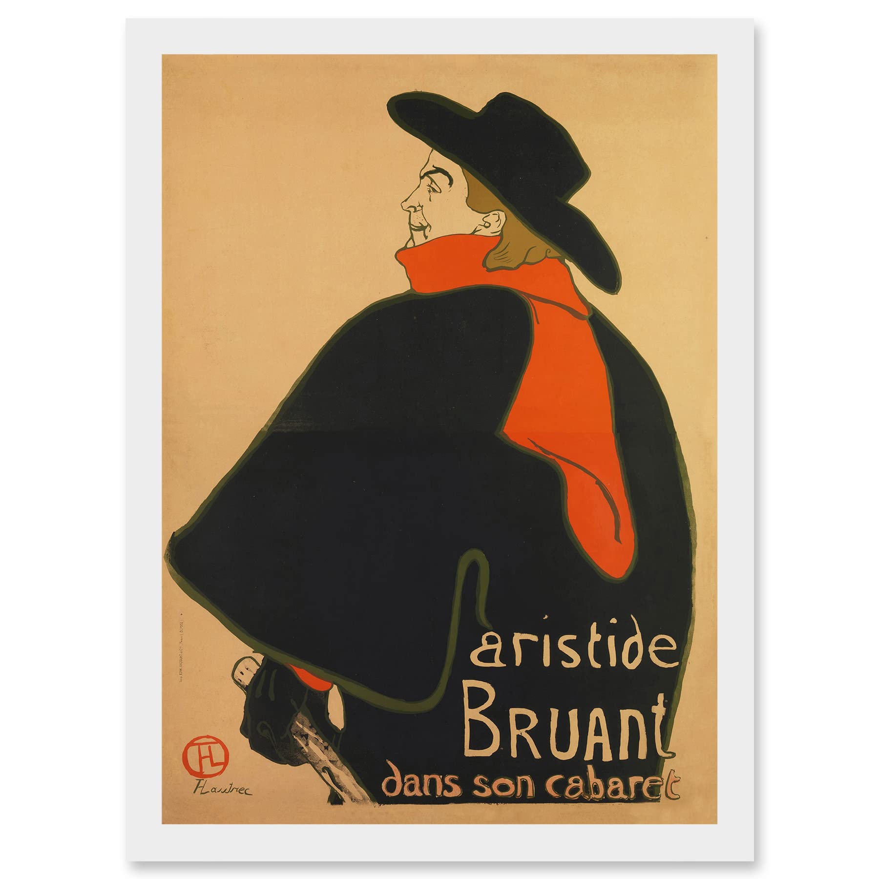 Artery8 Toulouse Lautrec Aristide Bruant In His Cabaret Artwork Framed Wall Art Print A4