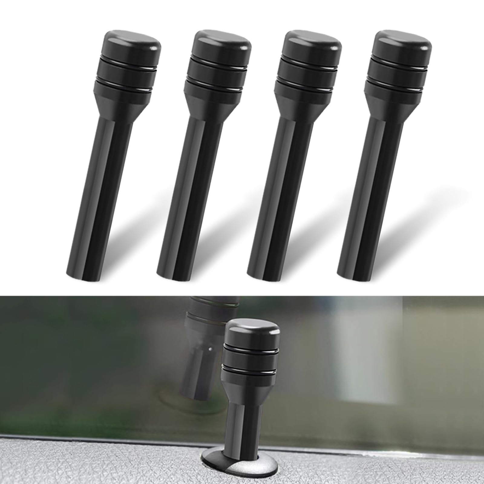 ZKFAR4 PCS 1.92" x 0.47" Car Door Lock Knobs, Aluminum Alloy Inner Door Lock Pull Pins, Automotive Inner Door Pull Pins Decor, Universal for Most Cars, Trucks, SUVs, RVs (Black)