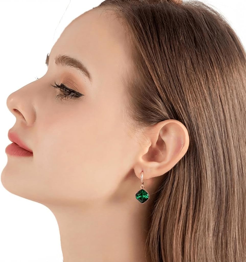 Austrian Crystal Cube Drop Dangle Earrings for Women 14K Gold Plated Hypoallergenic Jewelry - Image 4