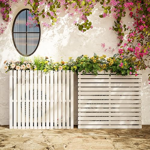 Klimaanlage Sichtschutzzaun Massivholz Outdoor Sichtschutz Klimaanlage Blumenregal für Winter und Sommer Garten
