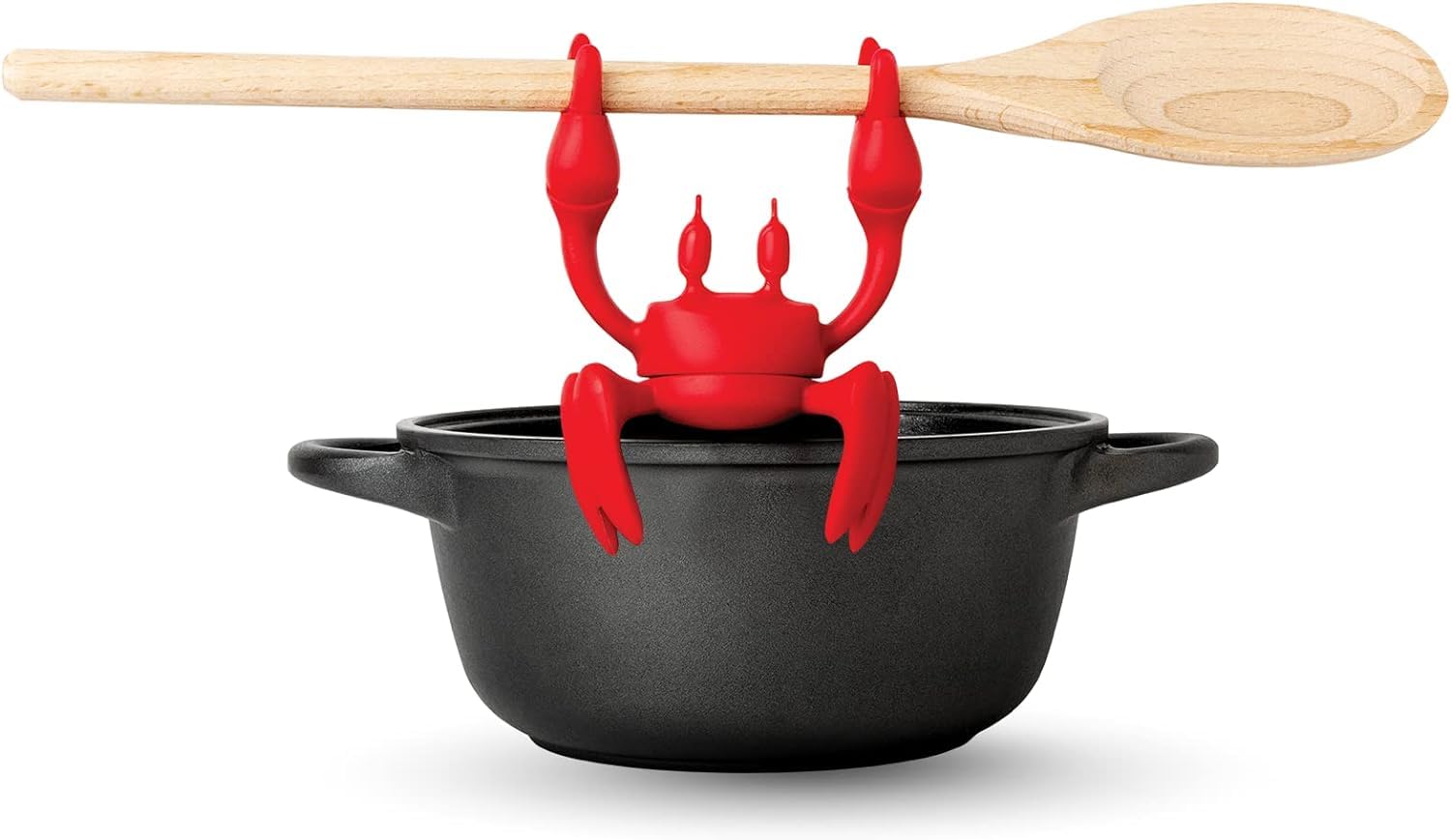 Crab Spoon Rest & Steam Releaser — Silicone Spoon Rest for Stove Top — Kitchen Gifts Utensil (RED)