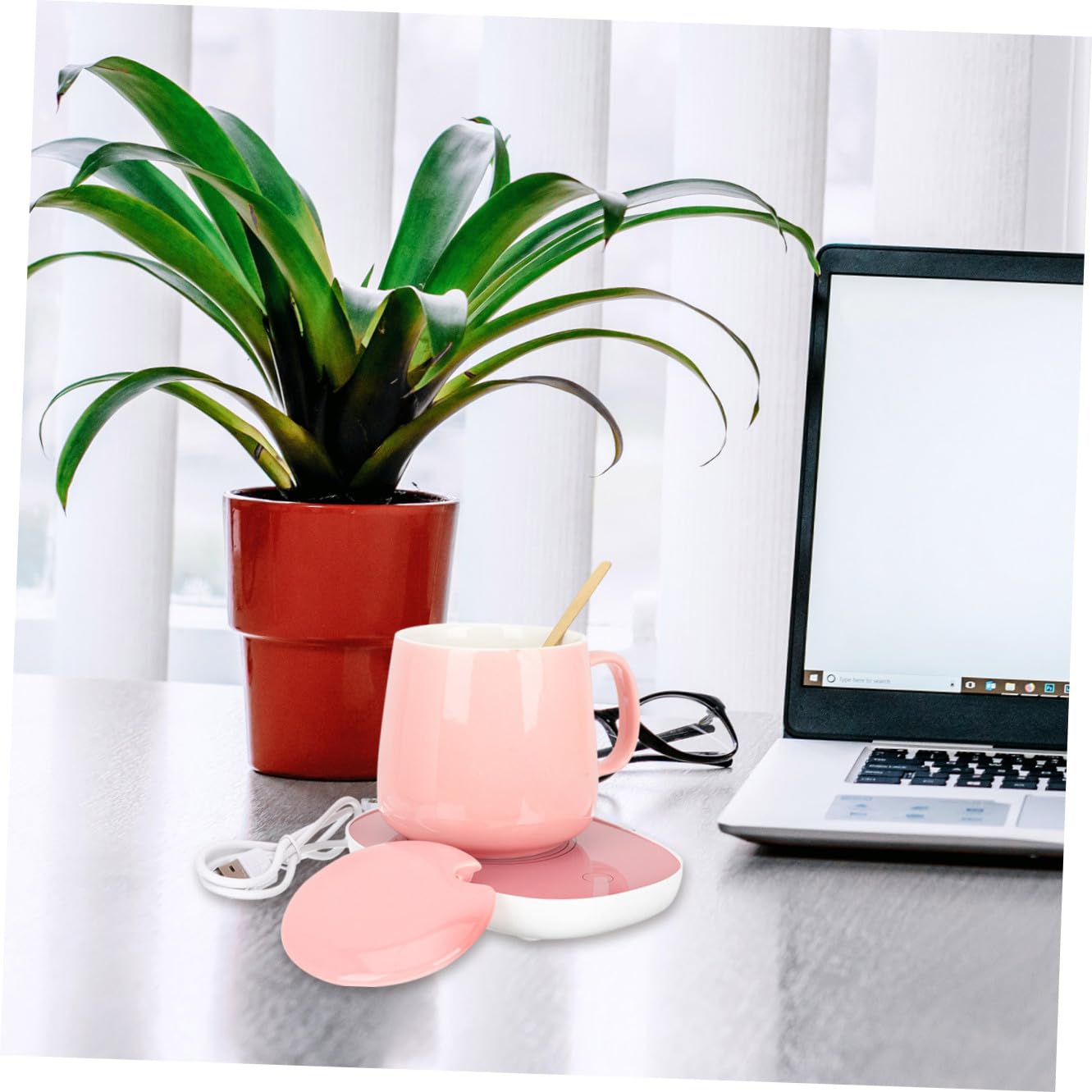 Scalda Tazze Elettrico in Ceramica Termostato per Caffè Tè Acqua Calda Tazza Termica USB da Scrivania Leggera e Resistente