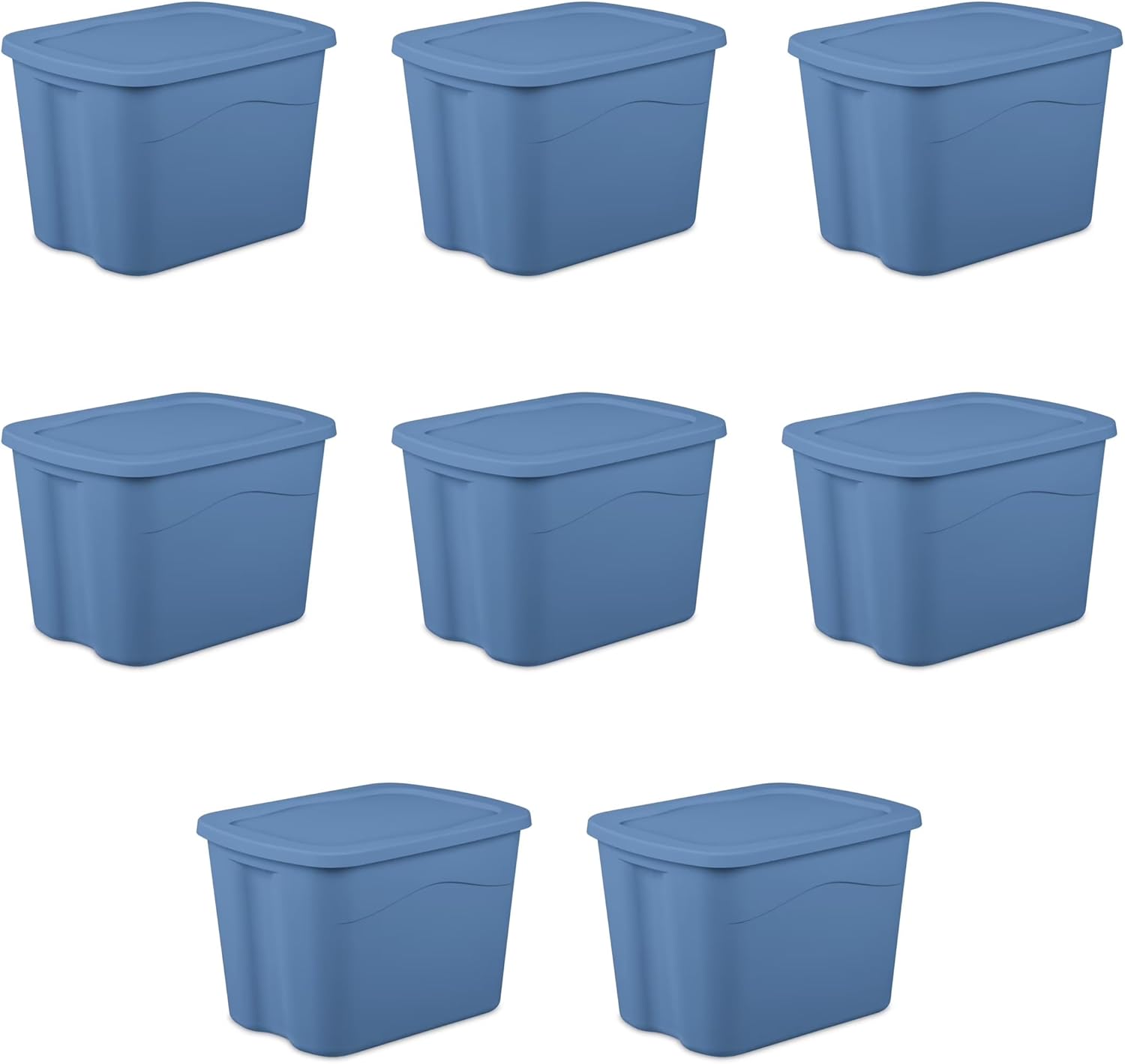 5. Stackable 18 Gallon Storage Bins 8 Pack - Light Blue Plastic with Snap-on Lids, Heavy Duty Key Optimization Points