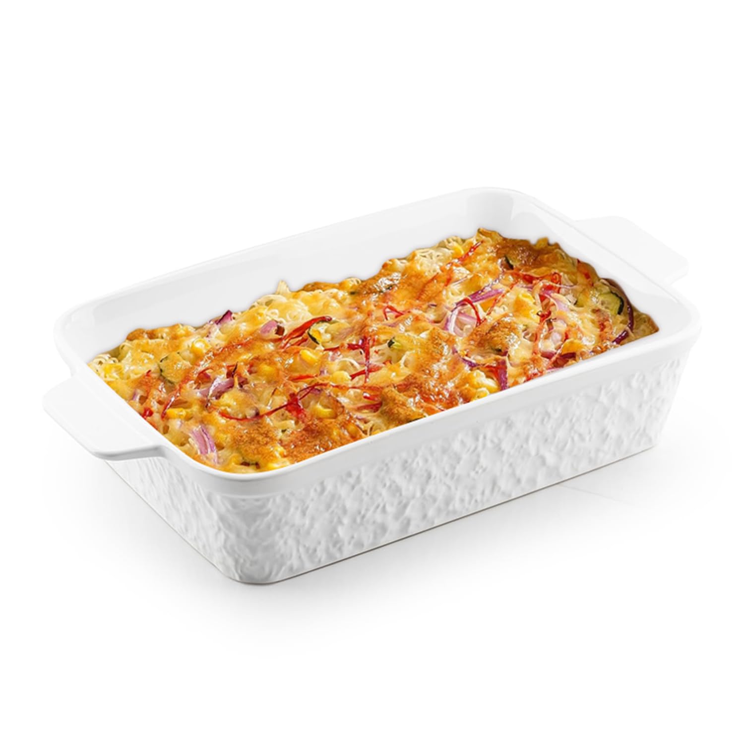 Casserole Dish for Oven, 4.2 QT Baking Dish, 21 × 35cm Large Porcelain Baking Pan, Durable Rectangular Lasagna Pan Deep with Handles, Microwave Oven Safe