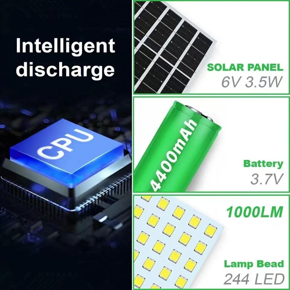 Luces solares colgantes para cobertizo, 3000 K/4000 K/6500 K/360 °/luces regulables con sensor de movimiento con control remoto, cable de 16.4 pies para cobertizo, kiosco, gallinero, hogar