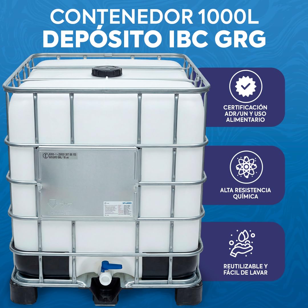 Contenedor depósito de 1000 litros IBC-GRG con palet de plástico