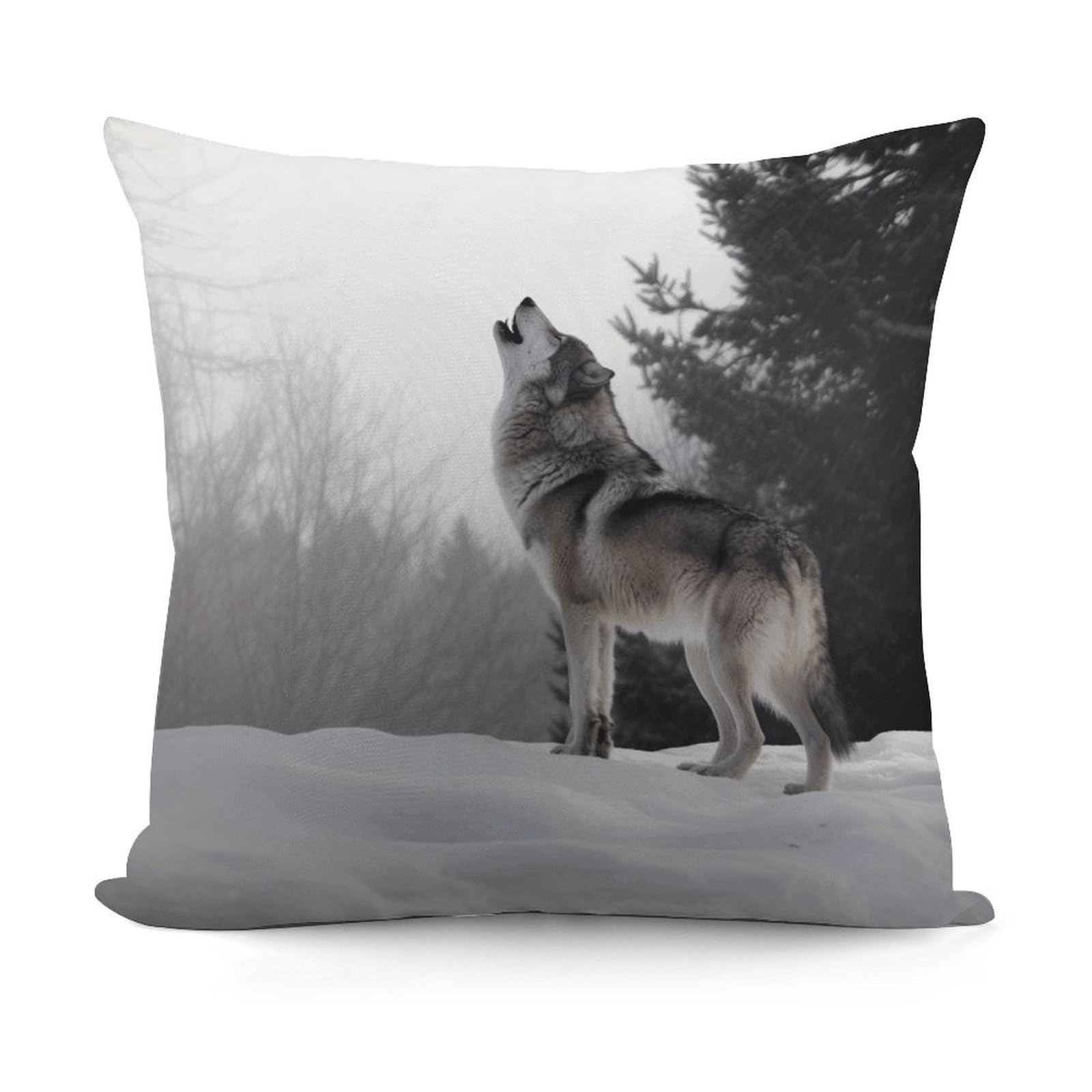 VstaDank Howling Wolf Throw Pillow Covers Fade-Resistant Plush Pillow Case Cozy Square Cushion Case Removable Pillowcase Exquisite Pillow Shams Soft Pillow Protector 18"x18"