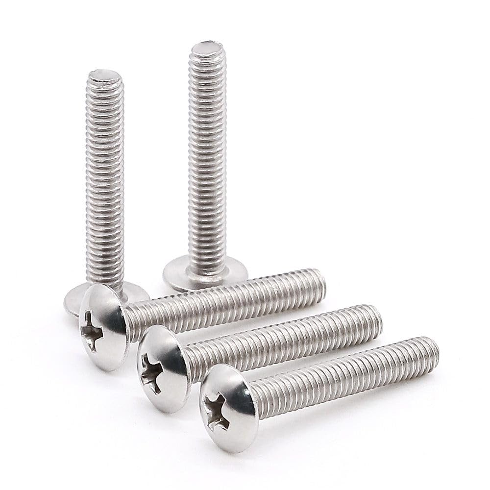 1/4-20 x 2 Stainless Truss Head Machine Screws, Round Phillps Drive Head Machine Screws, 304 Stainless Steel 18-8, Full Thread, ASME Standard UNC