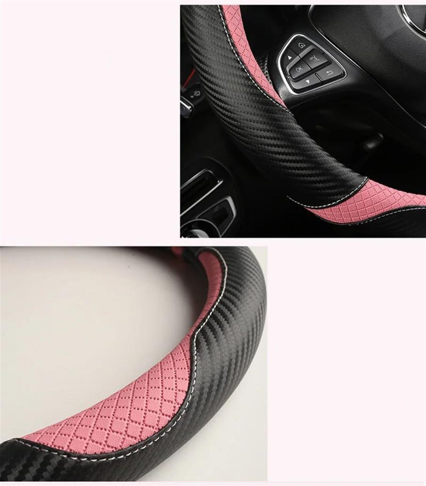 Auto Lenkrad Abdeckung Nicht-Slip Leder Zubehör Für Skoda Für Fabia 1 2 Für Octavia 3 A3 A5 Für Yeti(White O Type)