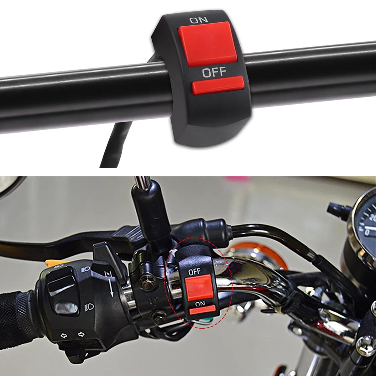 Interruttore a levetta per Bicicletta e Motocicletta Pulsante di accensione/spegnimento Doppio Luce Lampeggiante 2 Pezzi