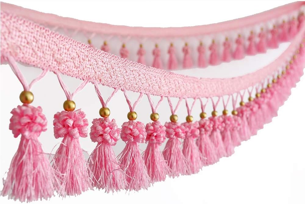 6yard Cloth Curtain Sewing Tassel Fringe Trim Bead Braided Accessories Home DIY Decoration Supplies T2849 (E Gold)