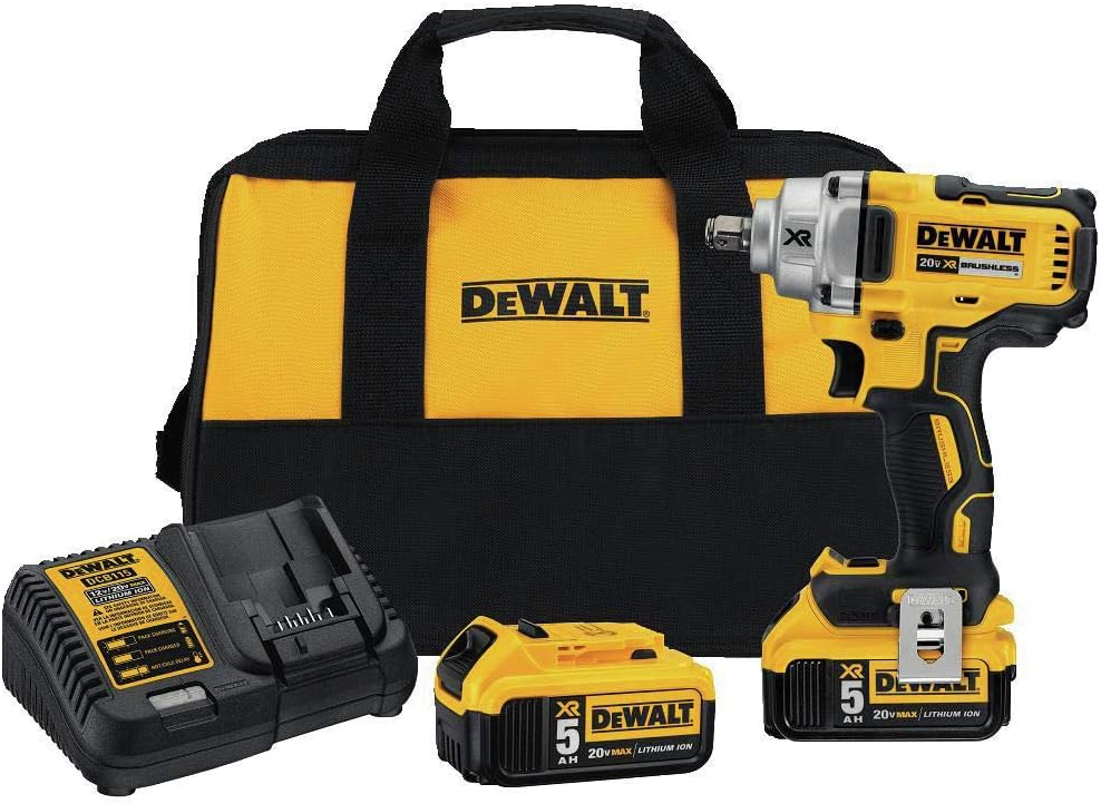 DEWALT 20V MAX* XR Impact Wrench Kit, Hog Ring Anvil, 1/2-Inch (DCF894HP2)