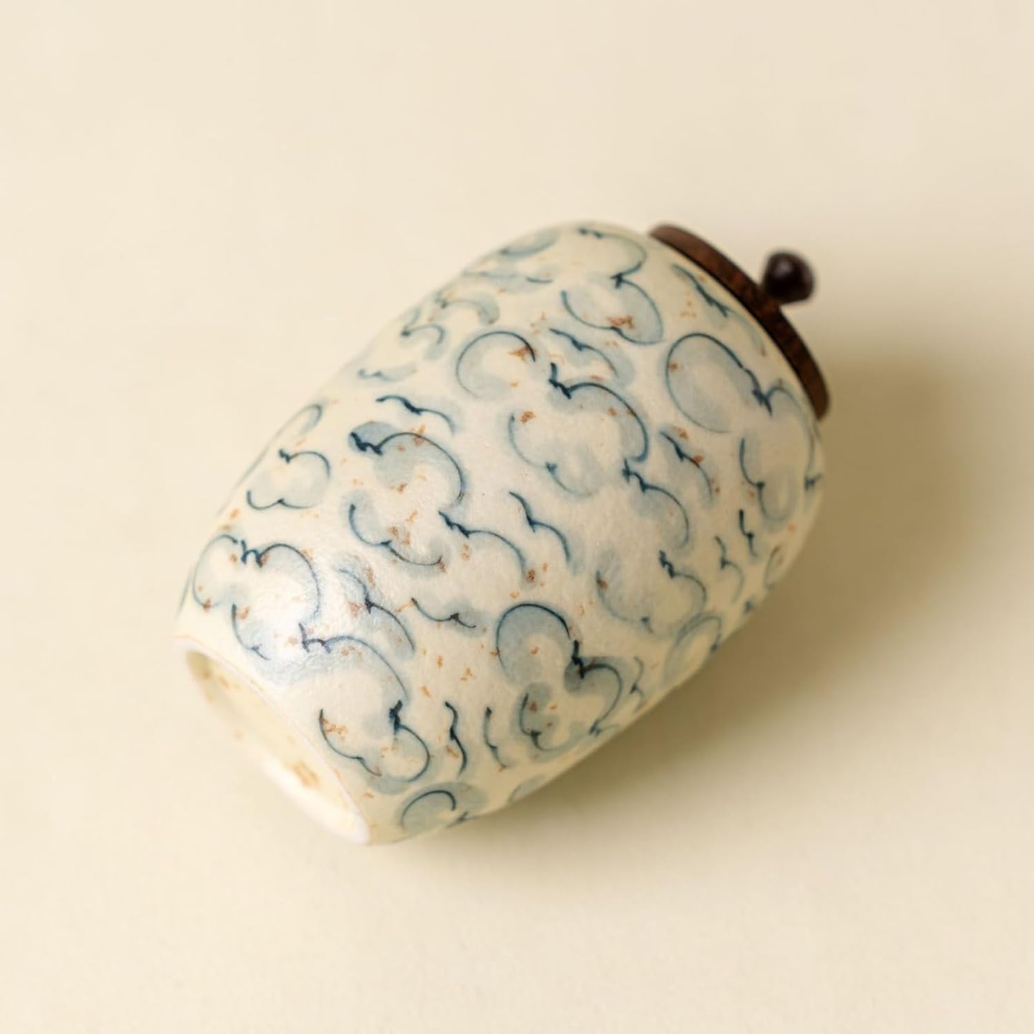 Underglaze Color Hand-drawn Ceramics Tea Canister, 120ml 4.0oz, Chinese Style Sealed Jar Tea Storage Jar