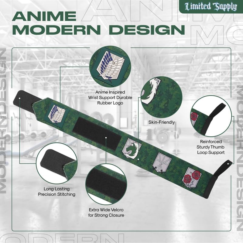 Anime Wrist Wraps 2 Pairs Bundle - 24" Lifting Straps for Men and Women - Gym Accessories Support Weightlifting, Powerlifting, Strength Training, Workout (Duo A)