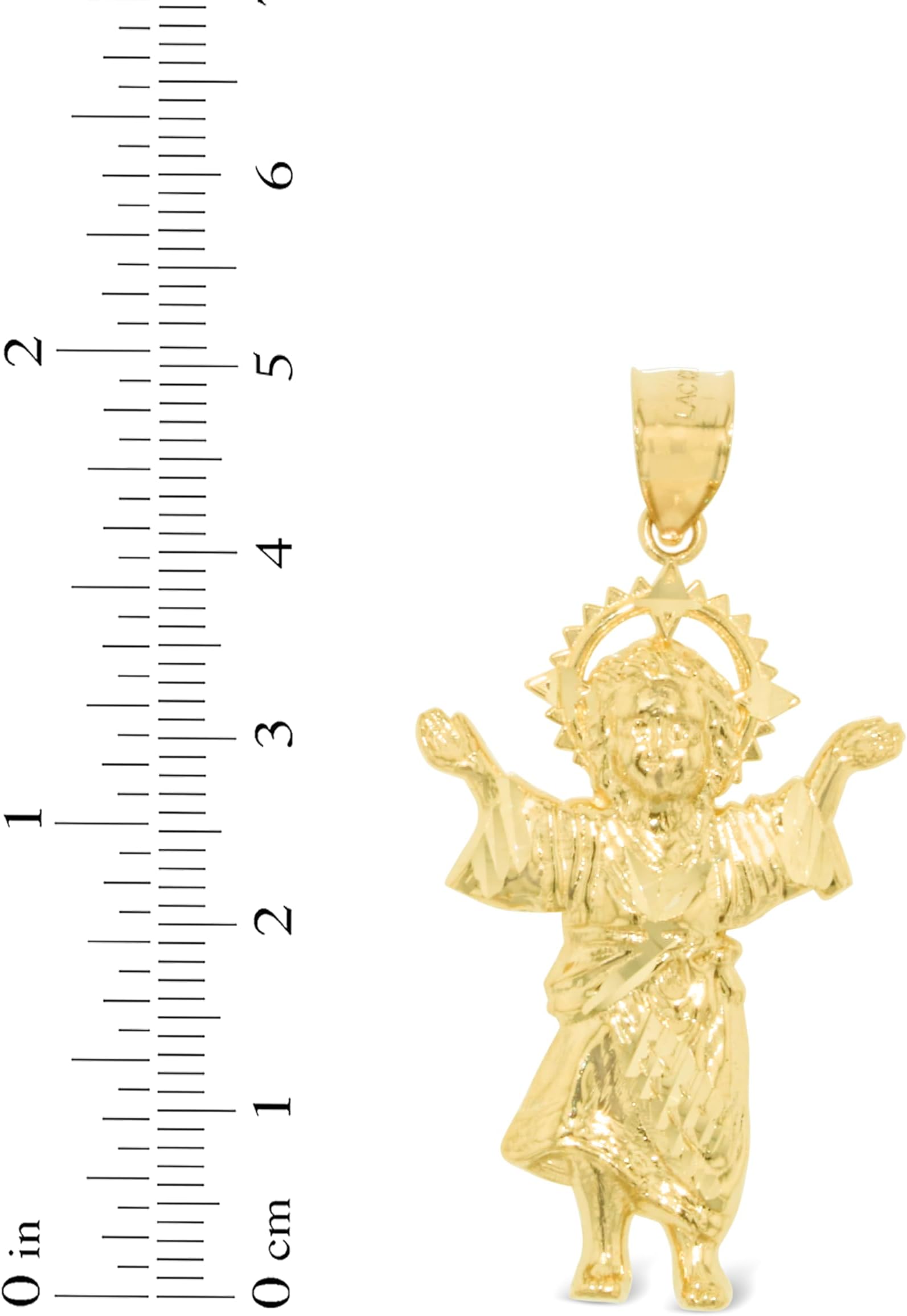 Ciondolo Charm Floreo Oro Giallo 10k Bambino Gesù Divino Ni�o - Foto 9 di 12