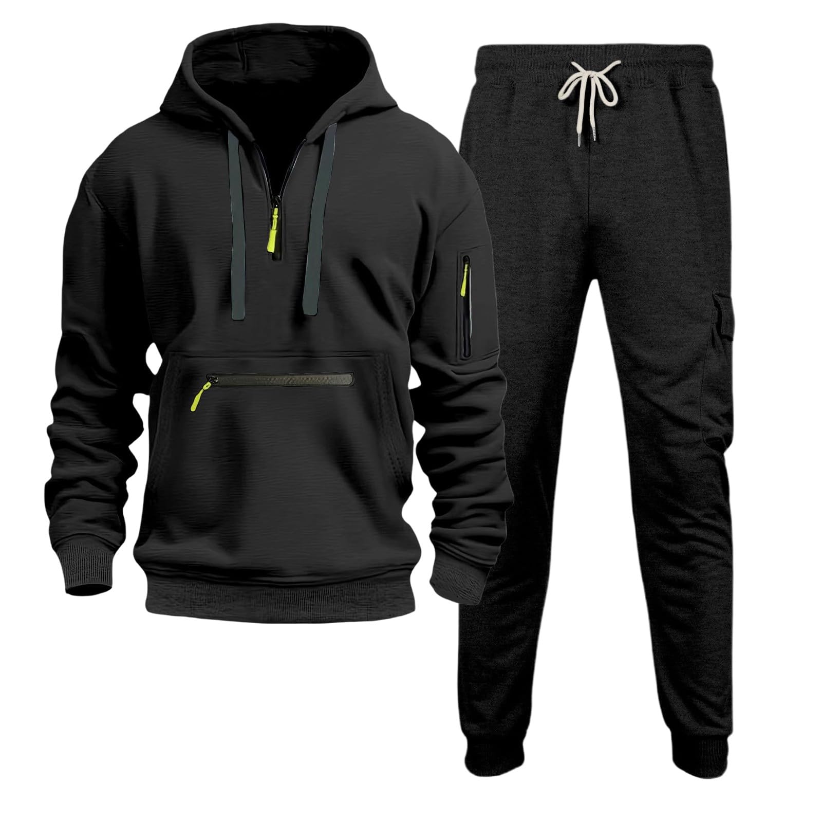 Tuta Uomo Completa Palestra Invernale Felpa Cappuccio Pantaloni